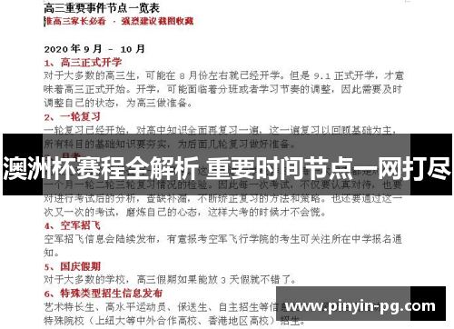 澳洲杯赛程全解析 重要时间节点一网打尽